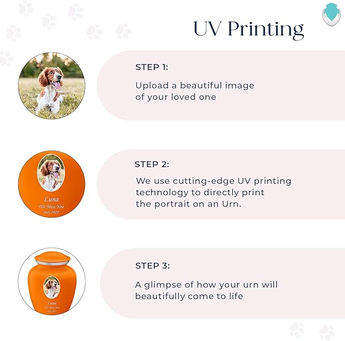 Geturns Embrace Personalized Picture Urn for Small Pets I Burnt Orange Photo Cremation Urns for Dogs and Cats I 44 lbs