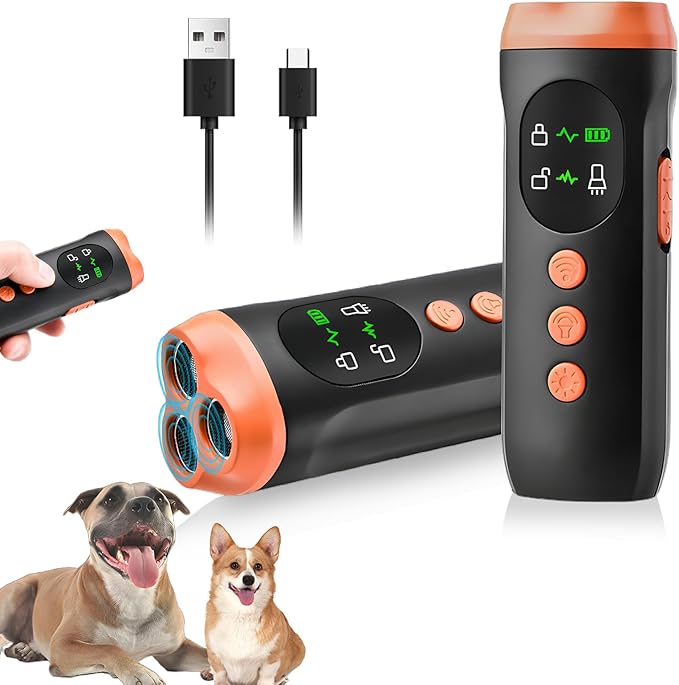 Ultrasonic Dog Bark Deterrent Device: Rechargeable Anti Barking Device for Dogs with 3 Modes - Up to 35FT Range Safe Humane Training Tool - Small Medium Large Dogs Indoor Outdoor Use