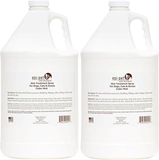 Epi-Pet Veterinary Formulated Dog Hot Spot and Dog Itch Spray, Pet Skin Treatment Spray for Allergies, Deshedding and Redness, Use it as Skin and Coat Conditioner, 1 Gallon (Pack of 2), Cedar