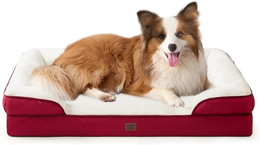 EHEYCIGA Orthopedic Dog Beds for Extra Large Dogs, Waterproof Memory Foam XL Pet Bed with Sides, Non-Slip Bottom and Egg-Crate Foam Big Dog Couch Bed with Washable Removable Cover,Red