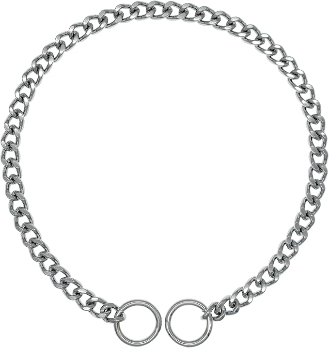 Herm Sprenger Chrome Plated Steel Dog Collar with Flat Narrow Links 4.0mm and Two O-Rings Choke Chain | Medium Large Dogs Professional Training Collar Correction Chain Made in Germany (28in (70cm))