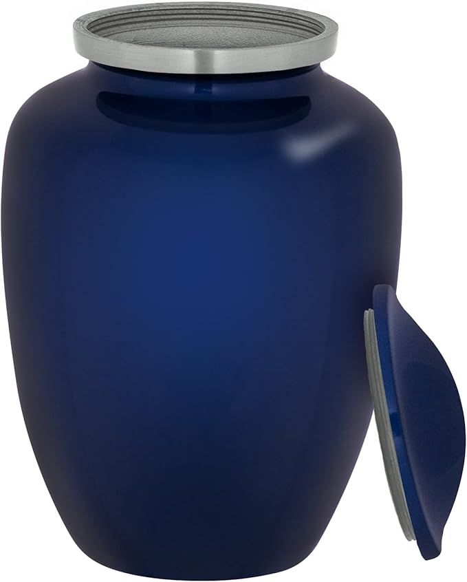 Homage Medium Custom Photo Pet Cremation Urn for Pet Ashes - Vase Style Pet Urn - 80 Cubic Inch Capacity - Personalization Included (Sapphire Blue)
