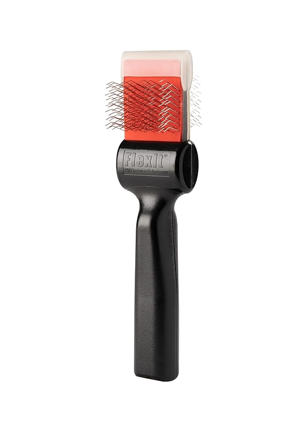 FlexIt® Red/Silver Firm Flex Mat Zapper Dog Grooming Brush – Undercoating Combo (Single)