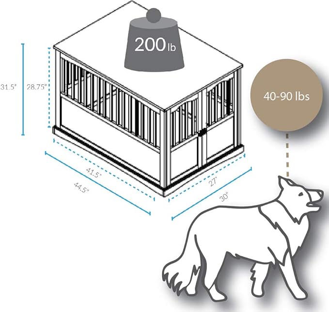 Casual Home Wooden Extra Large Pet Crate, End Table, Espresso
