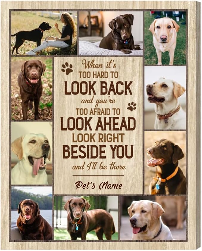 Benicee Shop Custom Pet Photo Collage Canvas Print, Dog Photo Gifts, Pet Personalized Gifts, Dog Memorial Frame