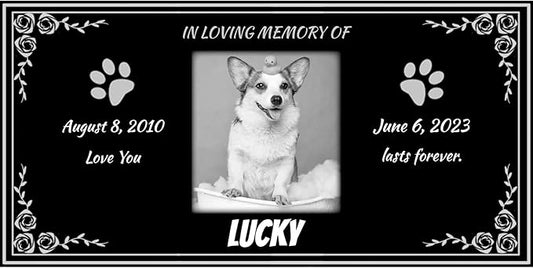 Personalized Pet Memorial Stones for Dog,Cat,Headstone with Photos,Cemetary Markers for Graves,Black Granite Memorial Plaque Outdoor,Custom Sympathy Gift for Lost Loved