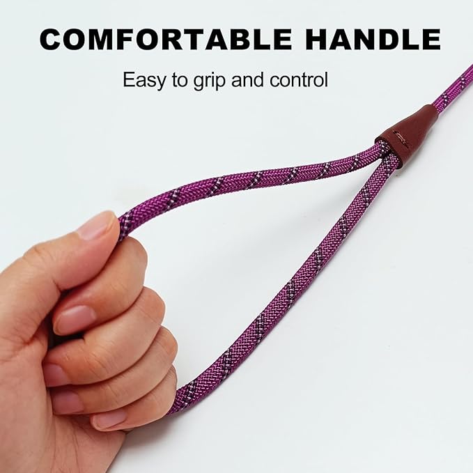 7ft Slip Lead Dog Leash for Small Dogs, Anti-Pull Puppy Training Lead, Lightweight Slip Rope Leash Easy On/Off, Purple