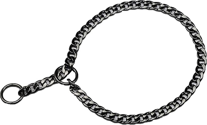 Stainless Steel P Chock Metal Chain -JYHY Dog Necklace Collars Walking Training Pet Supplies for Small Medium Large Dogs (22" (Neck Fits 18"-20"), Black)