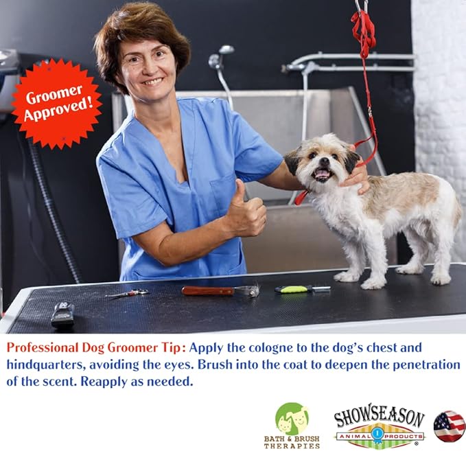 Bath & Brush Therapies ShowSeason Apricot Sunshine Pet Cologne 12.5 oz For Dogs | Long-Lasting Odor Eliminator | Paraben-Free | Biodegradable and Non-Toxic | Made in USA