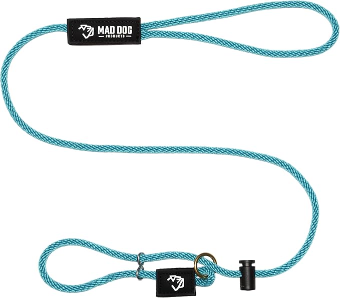 Mad Dog Products Easy Leader Dog Leash 1/4" x 4' Aqua Signature Rope - Made in USA