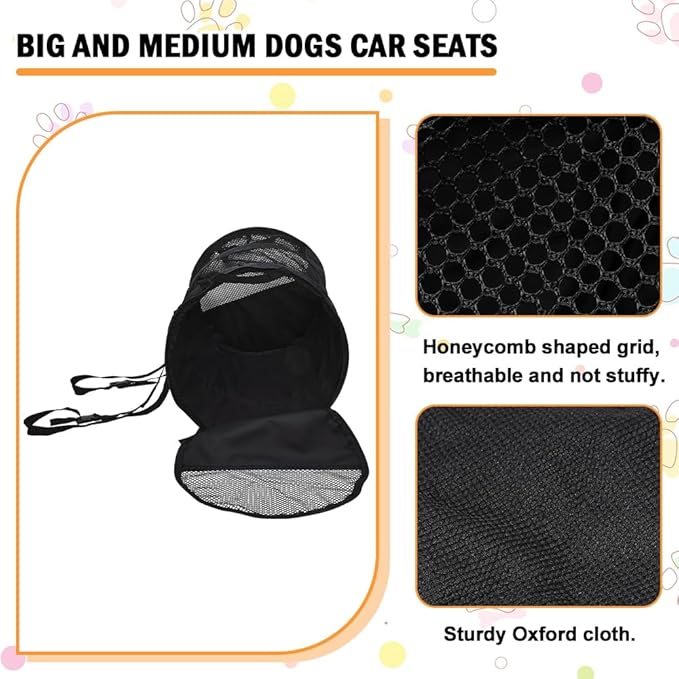 Puppy Dog Crate for Car Travel, Car Seat Portable Kennel for Small Dogs Cat, 23 Inchs Small Pet Crate, Foldable Pet Cage Carrier, Lightweight Sturdy Oxford Breathable Mesh Easy Install (Black)