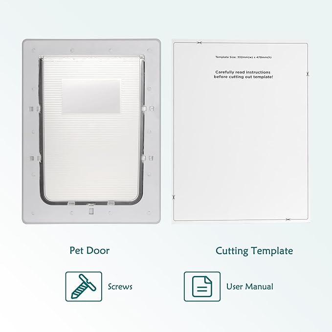 Ownpets Dog Door with Hard Plastic Flap Pet Door&Safe Plunger Lock,Solid Durable Frame Easy to Install Doggie Door for Large Dogs up to 100lbs