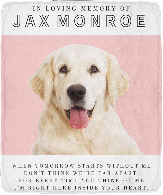Artsadd Custom Memorial Blanket with Photos and Name-in Loving Memory Gifts Personalized for Loved Ones Lost-Remembrance Blankets for Dogs Cats Pets Lover-Pink