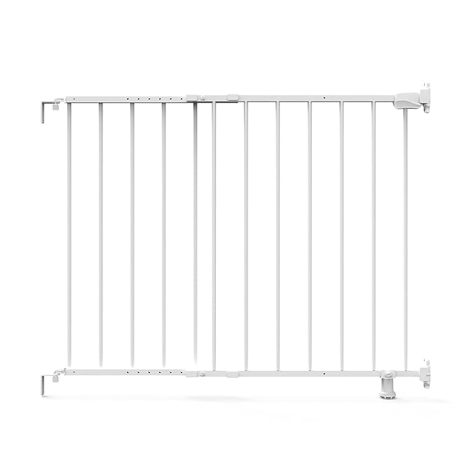 Ingenuity The Stairway 42W Series Safety Pet and Baby Gate, 28"-42" Wide, 28" Tall, for Stairway or Hallways - White Metal