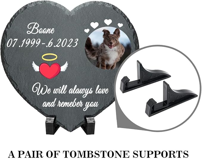 Photo Dog Memorial Stone Outdoor, Pet Memorial Stone, Dog Memorial Heart Shaped Stone, Pet Grave Marker Headstone, Personalized Pet Memorial Gift, Loss of Dog Cat Sympathy Gift