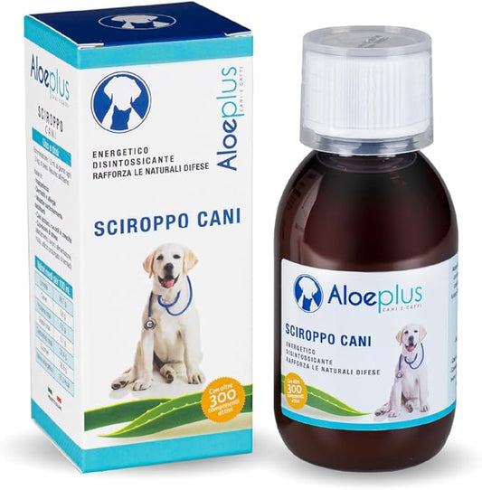 Dog Syrup 150ml - Complementary Energy and detoxifying Food Based on Organic Aloe Arborescens, Strengthens Natural defenses, Ideal as a Tonic for Senior Dogs and Puppies.