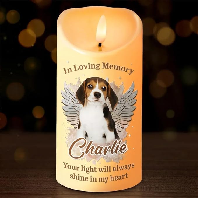 Personalized in Loving Memory Pet Photo Memorial Led Candle Gift for Loss of Dog Cat Decor Memorial Pet Sympathy Gift for Dog Mom Dad cat Owners Birthday Christmas Gifts Dogs in Heaven Idea