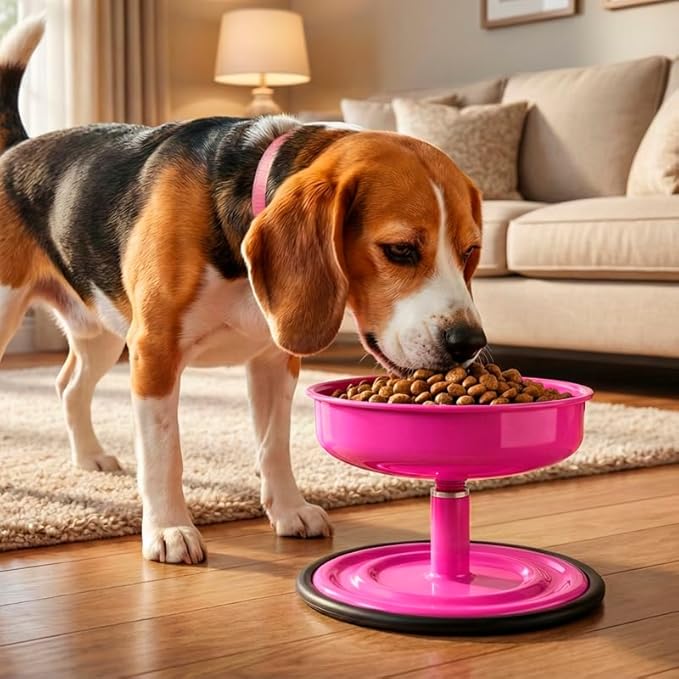 Adjustable Dog Feeder, 18.6 oz – Aluminum Feeding Bowl with Height Adjustment, Promotes Comfortable Feeding Position, Electrostatic Coated Finish, Vida Mansa, (Red)