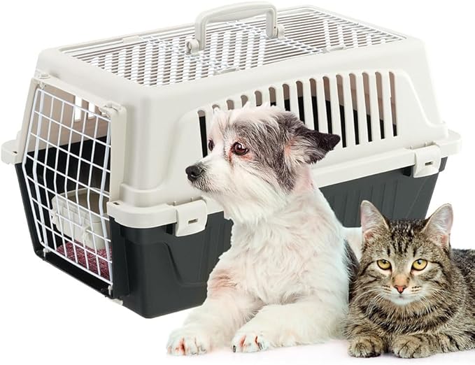 Ferplast Cat Carrier Small Dog Carrier, Double Opening, Secure, Practical, Easy to Clean, Durable Pet Travel Box up to 8 Kg, Includes Cushion, 58 x 37 x h. 32 cm
