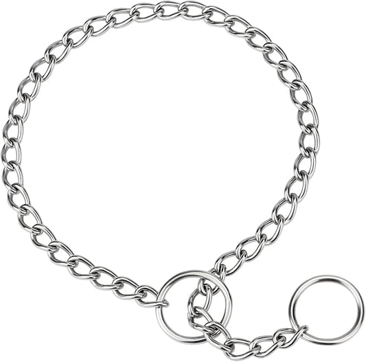 TagME Chain Choke Collar for Dogs, Adjustable Weather Proof Necklace for Small Dogs, Alloy Steel Pet Training Collar