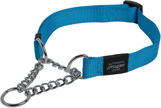 Reflective Nylon Choke Collar; Slip Show Obedience Training Gentle Choker for Large Dogs, Turquoise
