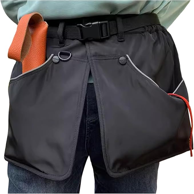 Dog Trainer Apron with Multi Pockets and Waist Strap Adjustable Dog Training Pant Waterproof Dog Training Shorts Dog Handler Clothing for Outdoor Training Activities Black M