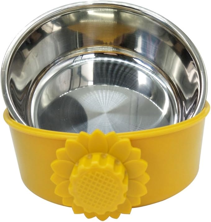 DEVILMAYCARE Pet Feeder Dog Bowl Stainless Steel Food Hanging Bowl Crates Cages Dog Parrot Bird Pet Drink Water Bowl Dish Accessory (L: 6''x2.2'', Pink)