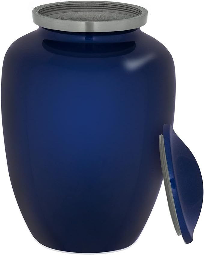 Homage Large Custom Photo Pet Cremation Urn for Pet Ashes - Vase Style Pet Urn - 200 Cubic Inch Capacity -Personalization Included (Sapphire Blue)