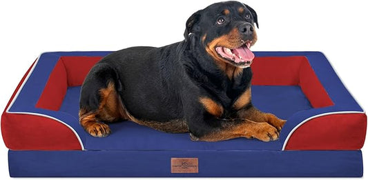 Comfort Expression Orthopedic Dog Bed for Extra Large Dogs 45x35 Inch, Waterproof Egg Crate Foam XL Pet Bed with Removable Bolsters, Dog Couch with Washable Cover & Non-Slip Bottom, American Flag 4
