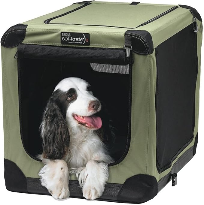 Tetra First Lux Soft Crate for Dogs, N2, Large Size, 29.9 gal (76 L) x 53 W x 58 H cm Pet Crate First Disaster Prevention Product Certified, Compact and Easy to Assembly, Uses Fine Mesh That Does Not