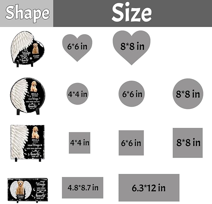 Pet Memorial Stones for Dogs Personalized Photo Rock Slate Heart Shape Customized Memorial Stone Gifts for Loss Dog Cat