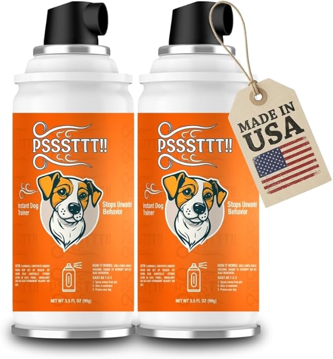 PSSSTTT! Dog Corrector Spray for Dogs 99g (2 Pack) - Effective Behavior Training for Dogs, Dog Fight Deterrent - Safe & Humane No Jump or Bark, Air Spray for Dogs, Air Horn for Training