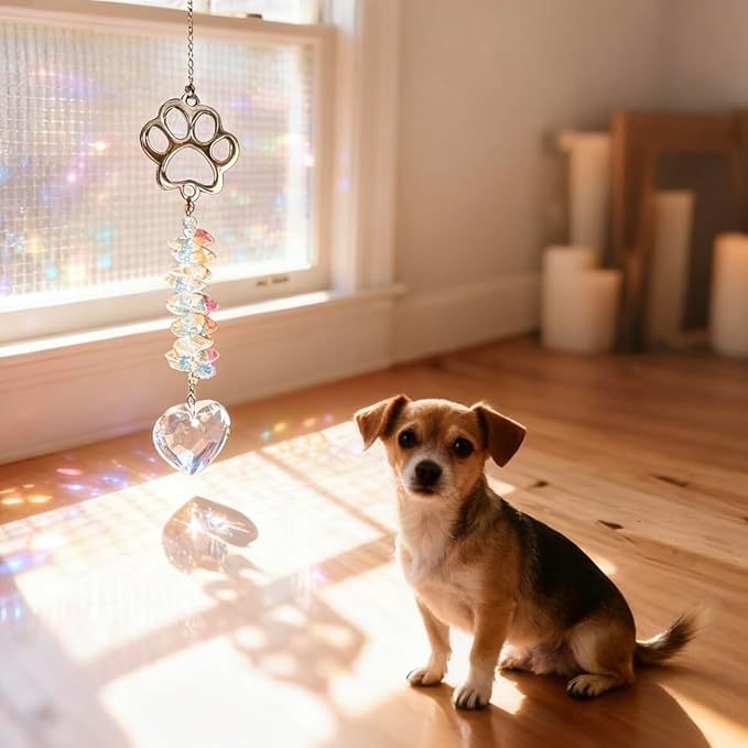 Pet Memorial Suncatcher Iridescent Dog Memorial Gifts, Pet Loss, Pet Sympathy, Thoughtful Dogs and Cats Remembrance, Loss of Dog Sympathy Gift, Rainbow Impressions for Pet Loss, Bereavement Gifts