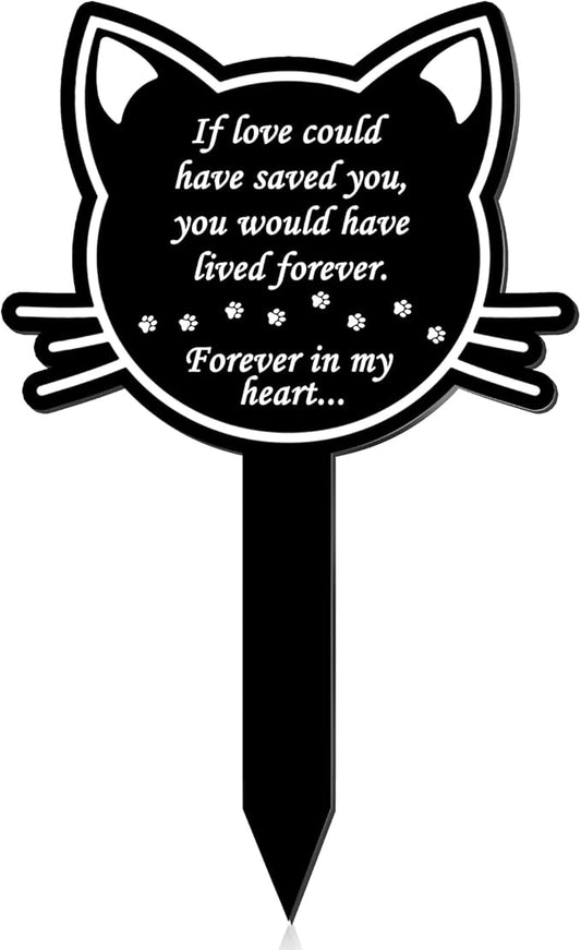 Unittype Pet Grave Marker Memorial Gifts Pet Loss Stake Memorial Plaques for Outdoors Garden Decoration Waterproof Acrylic Grave Marker Cemetery Black Sympathy Garden Stake(Cat)