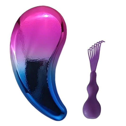 Comma-Shaped Small Dog Brush and Cleaning Comb, Fit for Yorkie, Shih Tzu, Maltese Maltipoo Pomeranian - Gentle Soft Bristles for Effortless Pet Hair Removal, Puppy Essentials (Gradient Color)