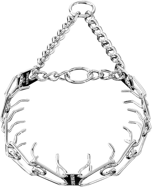 Herm Sprenger Chrome Plated Prong Dog Collar Ultra-Plus Pet Pinch Collar with Two O-Rings No-Pull Collar for Dogs Anti Pull Training Collar Made in Germany (25in x 4.0mm (Neck Size up to 21in))