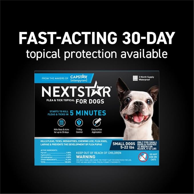 CAPSTAR Flea Treatment for Dogs 2-25 lbs (6 Doses) + NEXTSTAR Flea and Tick Prevention for Small Dogs 5-22 lbs (3 Doses) Bundle