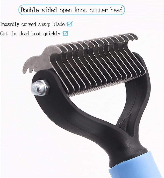 Pet Grooming Tool-2 Sided Undercoat Rake for Dogs &Cats-Safe and Effective Dematting Comb for Mats&Tangles Removing-Deshedding Brush for Large Dogs to Small Dogs(Large)