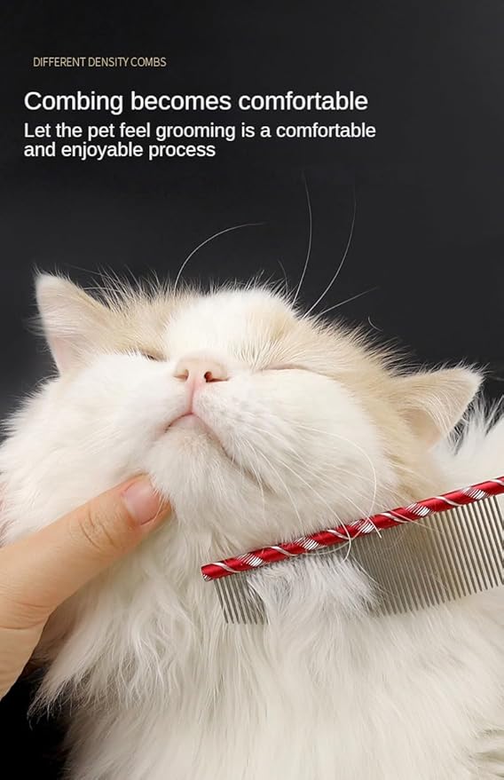Crescent Curved Cat Dog Comb for Grooming Matting Metal Comb for Long Haired Cats Dog Grooming Combs, Goldendoodles Poodle Detangler Brush peine para perros Removes Knots & Flea