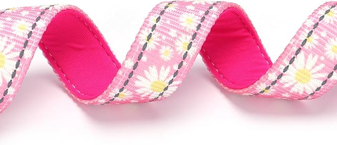 Chain Martingale Collar for Dogs，Stainless Steel No Pull Slip Cinch Choker Choke Collar Training Escape Proof Heavy Duty Dog Collar for Small Medium Large Pet Girl Female Dogs，Pink Flower M