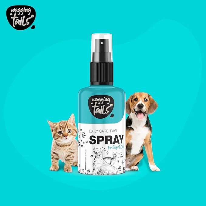 Wagging Tails 6-in-1 Paw Spray for Dogs and Cats, 3.38 fl oz | All-Weather Pet Spray | Soothes Elbows & Paws, Heals Cracked Paws, Moisturizes Paw Pads | Controls Odor & Keeps Pets Clean