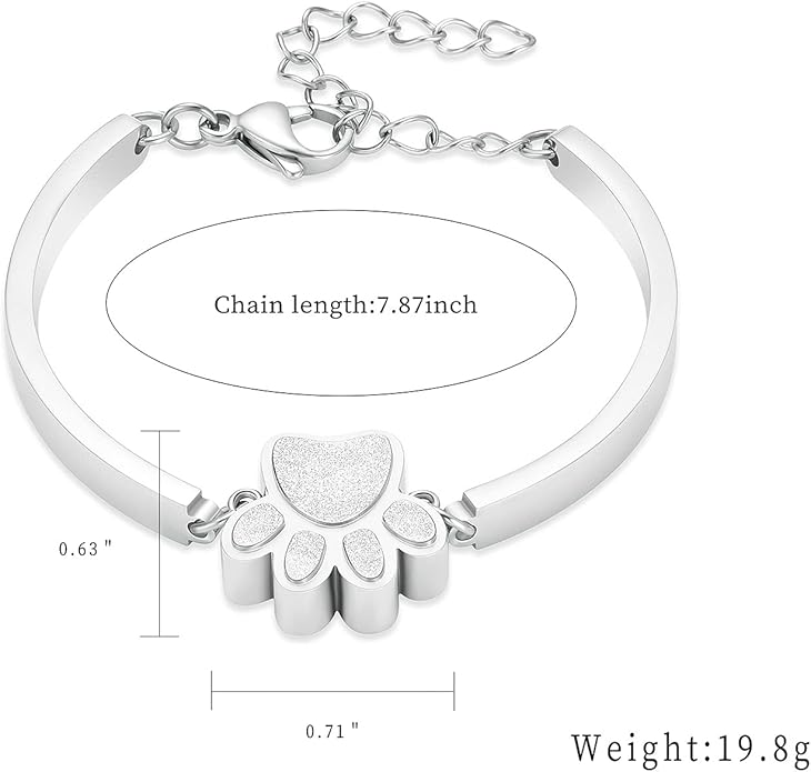 Pet Urns For Dogs/Cats - Pet Ashes Necklace - Paw Print Urn Necklace with Mini Keepsake Urn Memorial Ash Jewelry