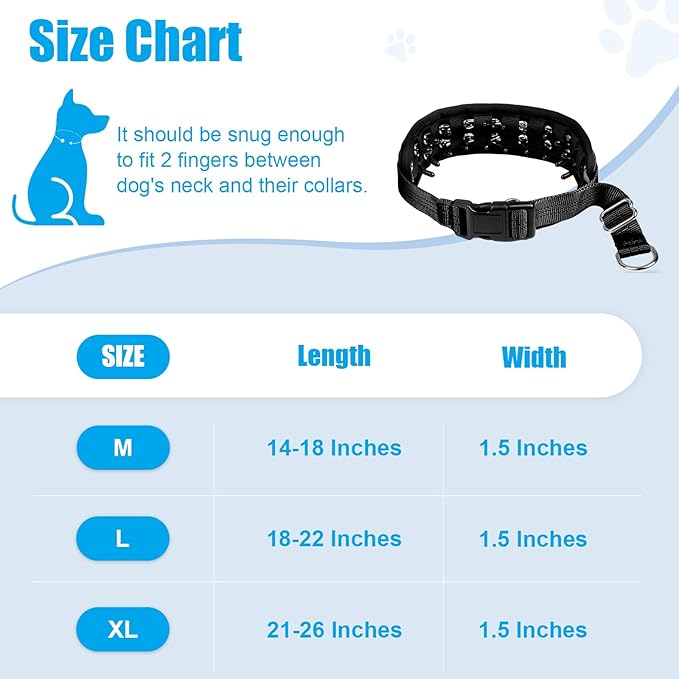 Lightweight Prong Collar for Dogs, Reflective No Pull Dog Collar | Adjustable Size Dog Pinch, Breathable Woven Fabric Air Grid Technology, Martingale Collar for Dogs Training(Black-XL)