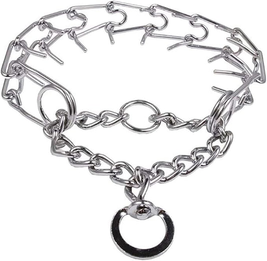 Darkyazi Durable Pinch Collar Stainless Steel Dog Adjustable Pet Training Collar for Medium Large Dogs (X-Large (Pack of 1), Silver)