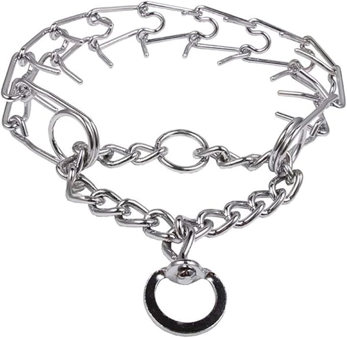 Darkyazi Durable Pinch Collar Stainless Steel Dog Adjustable Pet Training Collar for Medium Large Dogs (Small (Pack of 1), Silver)