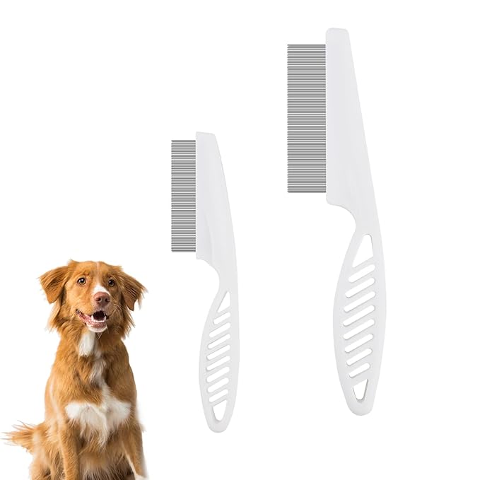 2-in-1 Multifunctional Pet Hair Comb, Stainless Steel & ABS, 2 Packs, for Grooming & Dehairing, Cat & Dog Comb