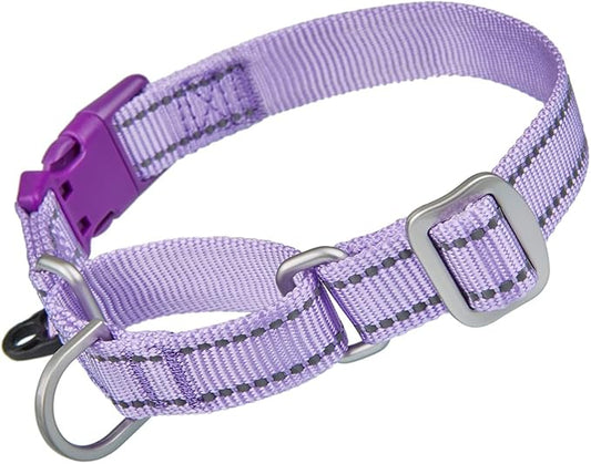 Reflective Martingale Collar for Dogs with Quick Snap Buckle Anti-Pull Nylon Safe Slip Collars for Easy Walking,Lilac,Large