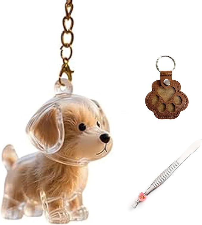 Dog Hair Collector Keychain Refillable Pet Fur Memorial Locket Portable Transparent Capsule Keepsake Charm