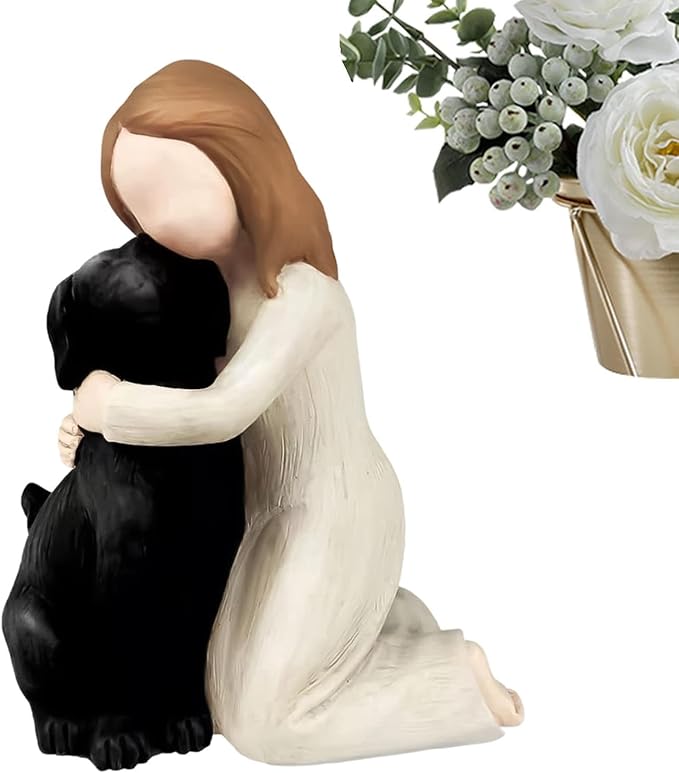 Generic Dog Lovers Figurines - Decorative Angel Dog Figurine | Sculpture for Pet Memorial, Dog Memorial, Dog Memorial for Dog Lovers for Shelf, Bedroom, Den, Dormitory, Tabletop, Apartment, Black