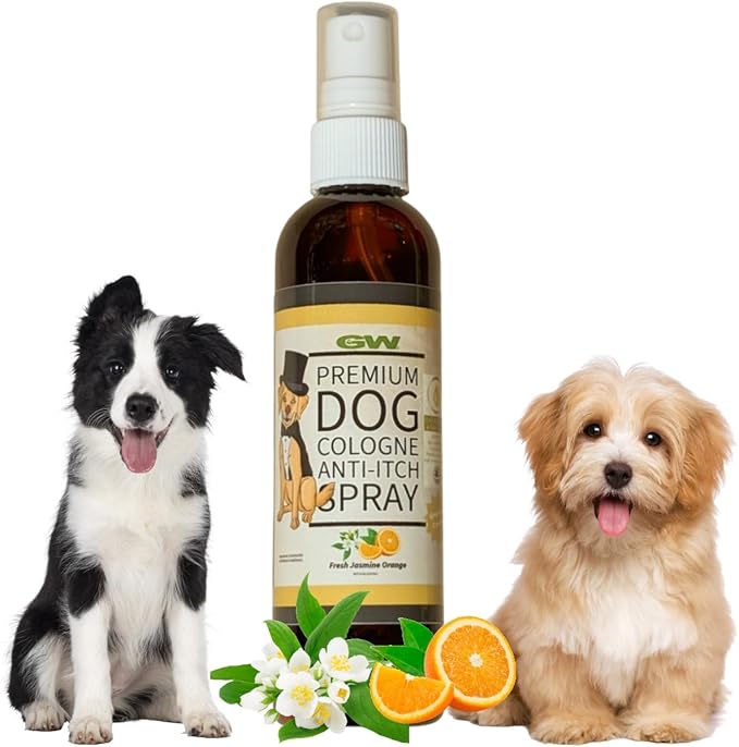 GW Natural Dog Deodorant Cologne & Anti-Itch Spray for Dogs and Cats with Jasmine Orange Blossom Scent